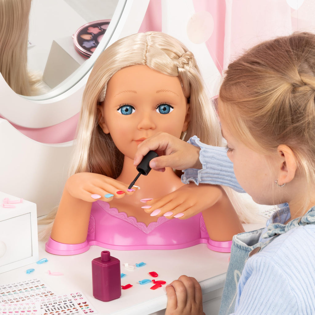 Bayer Design Charlene Magic Nails Styling Head Doll with 10.5 in Bust