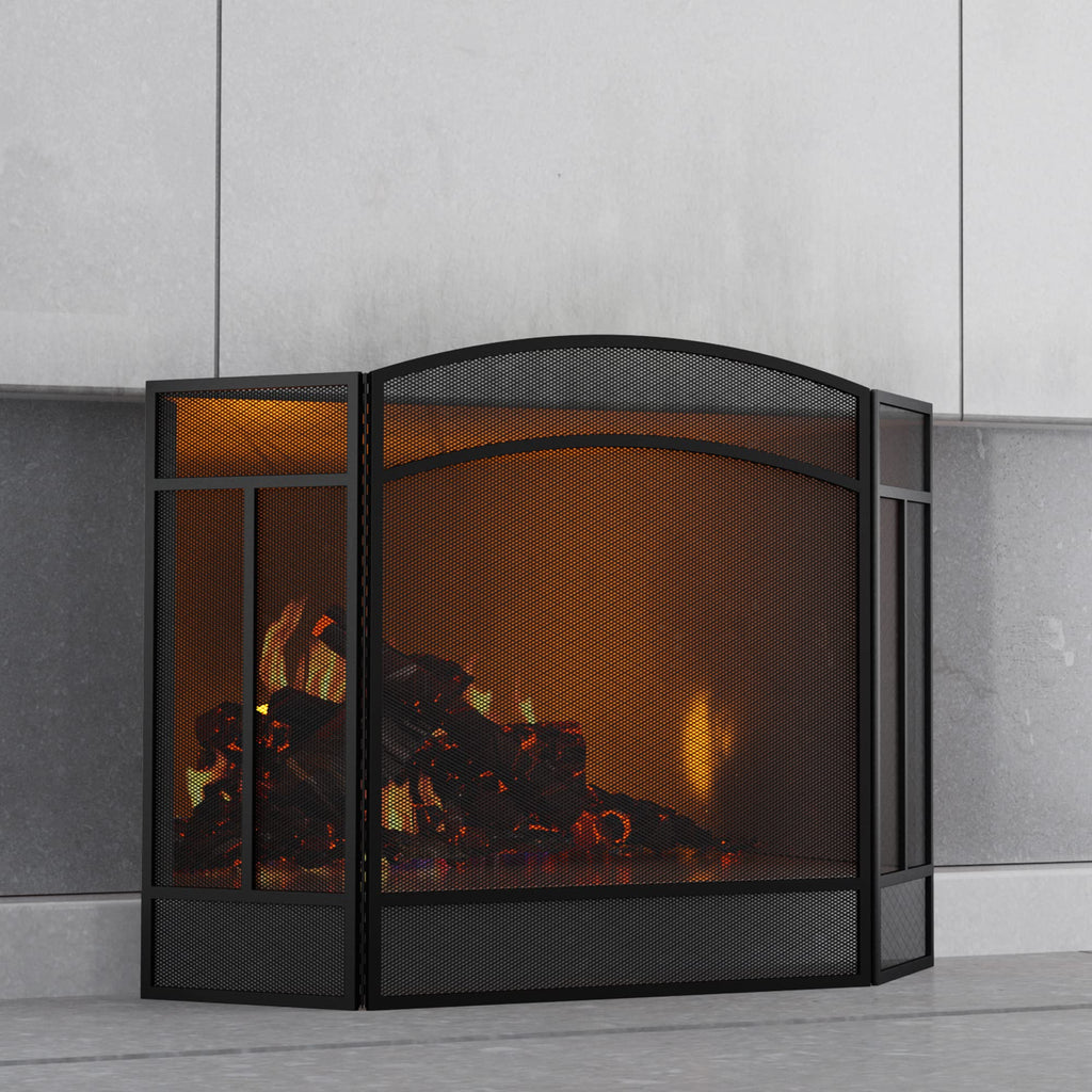 Fire Beauty 3 Panel Arch Top Fireplace Screen Fire Screen Spark Guard Cover