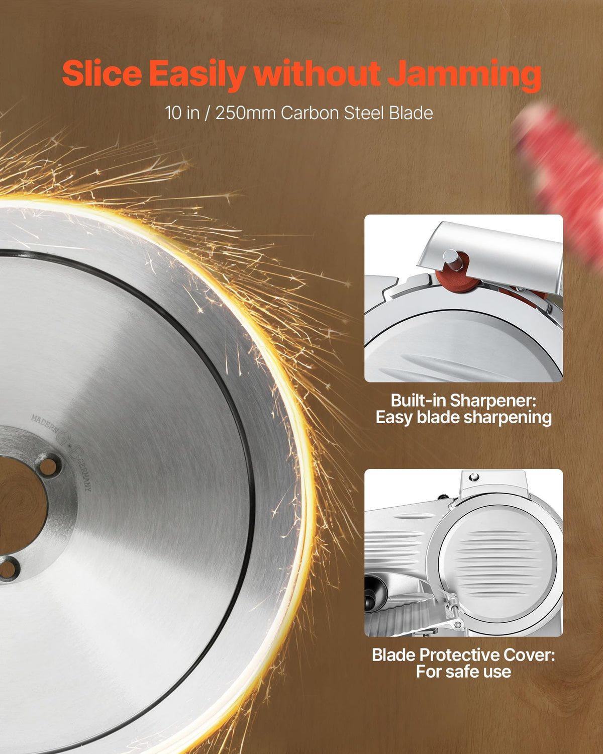VEVOR Commercial Meat Slicer, 10 inch Electric Food Slicer, 240W Frozen Meat Deli Slicer, Premium Chromium-plated Steel Blade Semi-Auto Meat Slicer