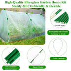 60Pcs Greenhouse Hoops Grow Tunnel Wide, 8FT Rust-Free Fiberglass Support Garden Hoops Kit for Raised Beds Plant Cloth Row Cover Netting-DIY Plant