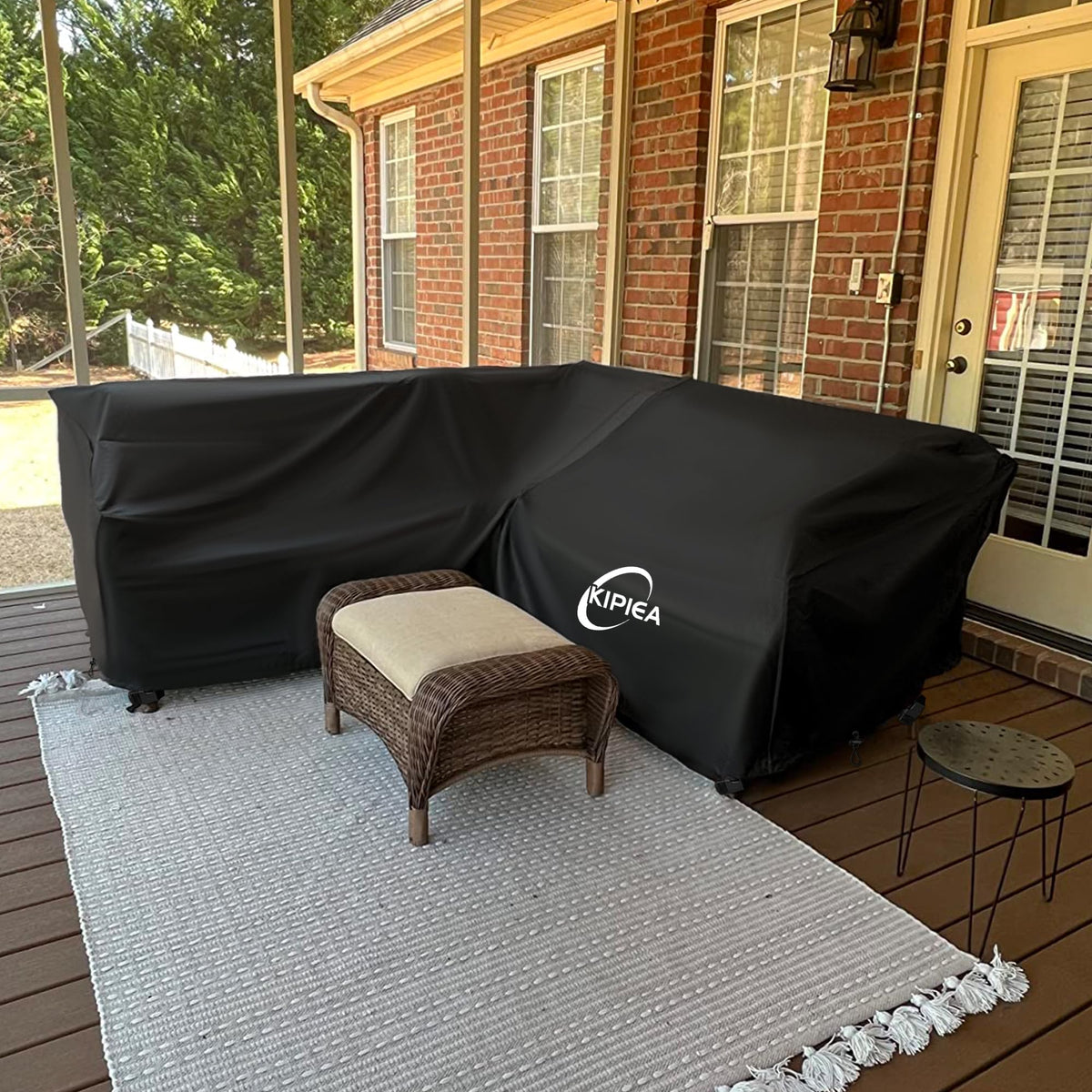Patio V-Shaped Sectional Sofa Cover, 420D Heavy-Duty Oxford Fabric Outdoor Sectional Cover with 6 Windproof Buckles, Anti UV and No Tears, No Fading