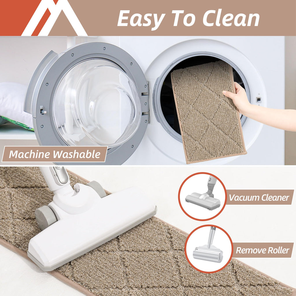 COSY HOMEER Edging Stair Treads Non-Slip Carpet Mat 28inX9in,15pc,Beige