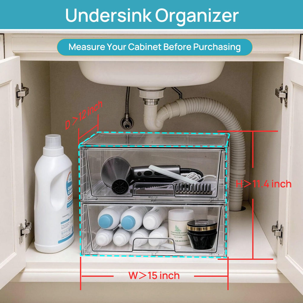 Vtopmart 2 Pack Large Clear Stackable Plastic Storage Drawers for Closet