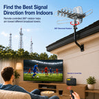Amplified Outdoor TV Antenna for Local Channels, 360° Remote Rotation