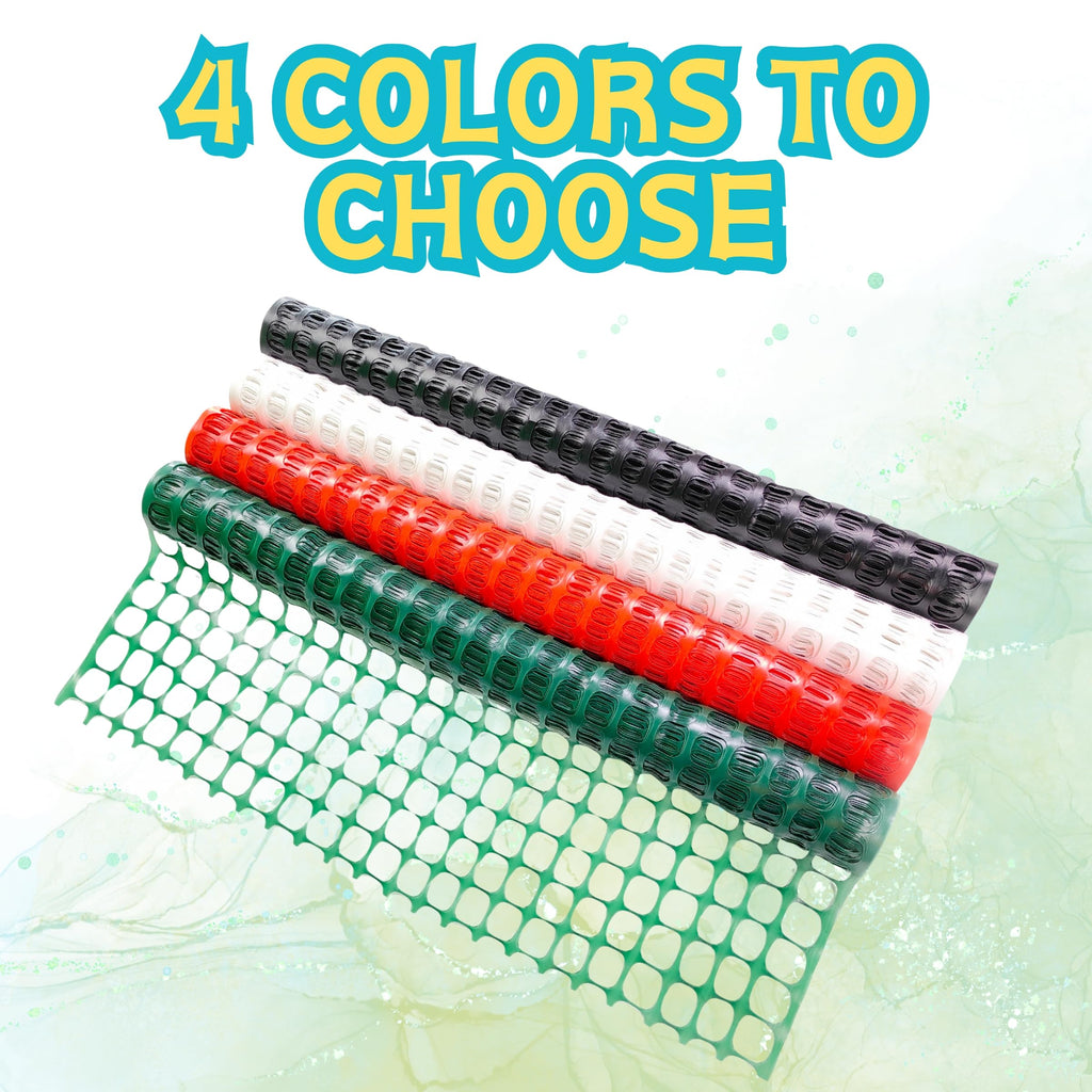 4'x100' Plastic Mesh Fence for Garden with 100 Zip Ties, Green