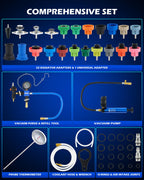 OMT Coolant Pressure Tester Kit, 33pc Master Vacuum Refill Kit, 23 Adapters