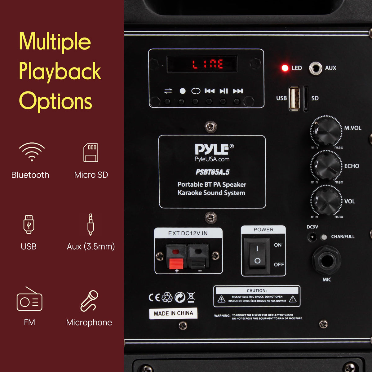 Pyle Portable Bluetooth PA Speaker System - Indoor Outdoor Karaoke Sound System w/Wireless Mic, Audio Recording, Rechargeable Battery, USB/SD Reader