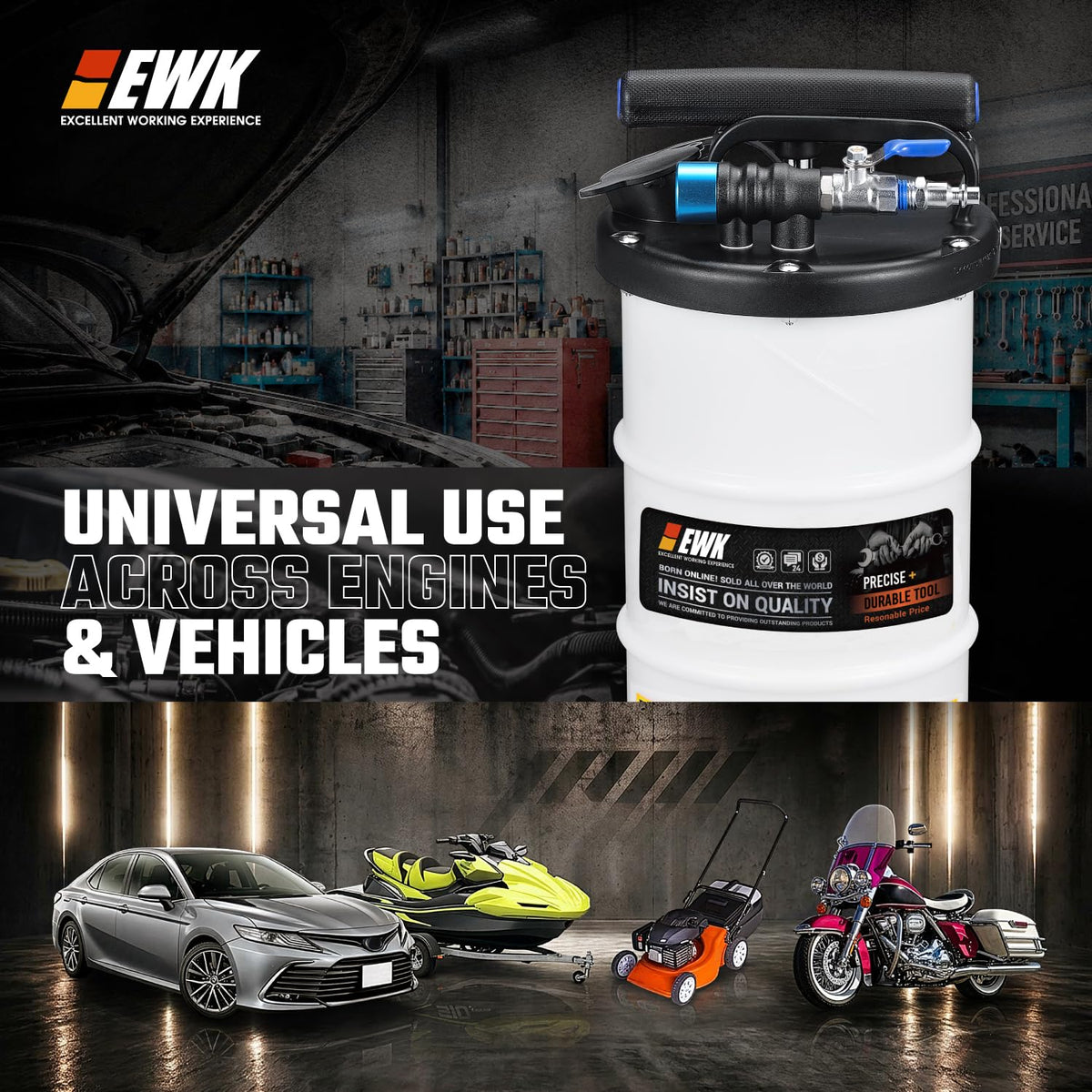 EWK 6.5L Pneumatic/Manual Oil Extractor, Oil Change Pump for Automotive