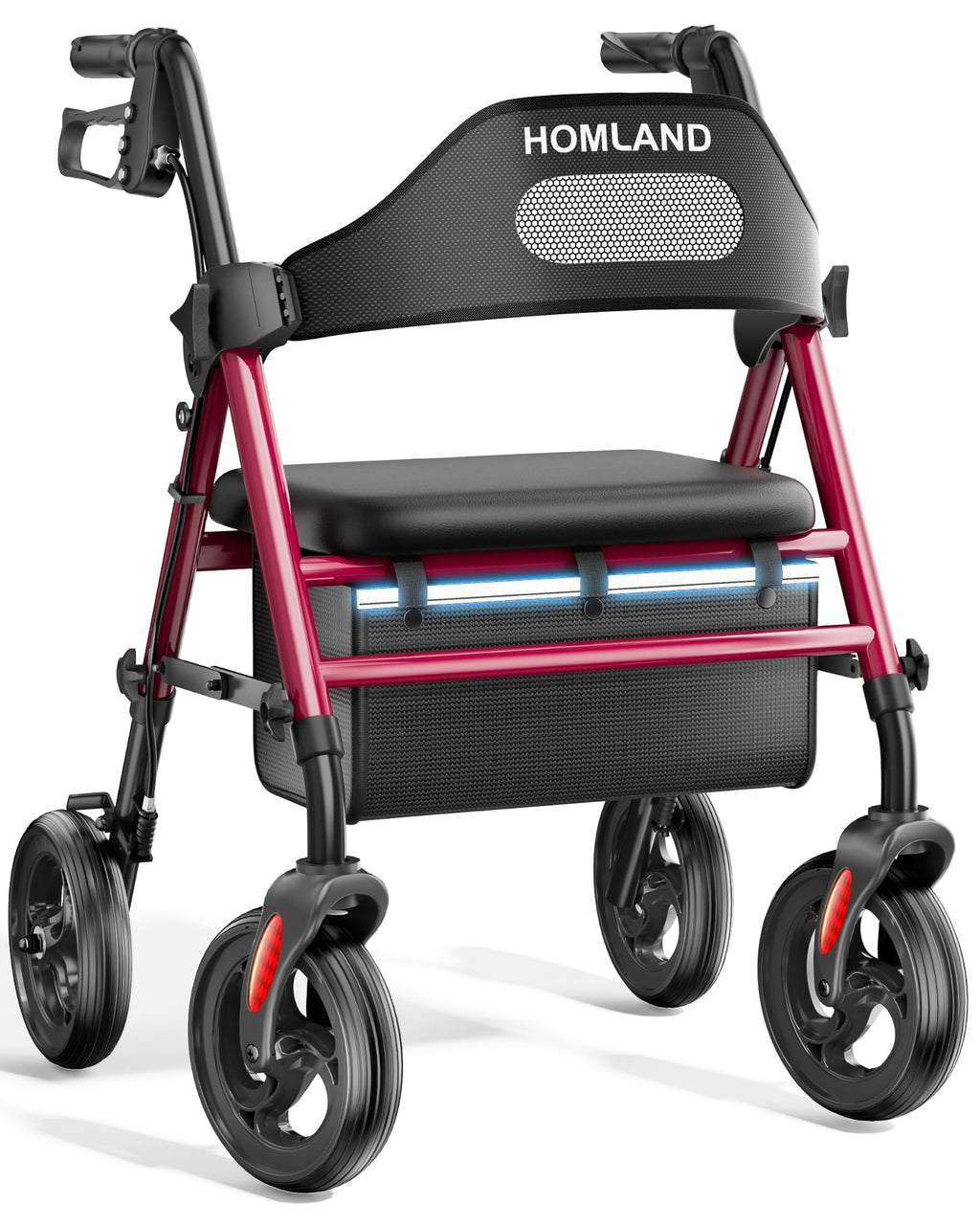 HOMLAND Foldable Rollator Walker for Seniors with Seat, 16" Extra-Wide Seat