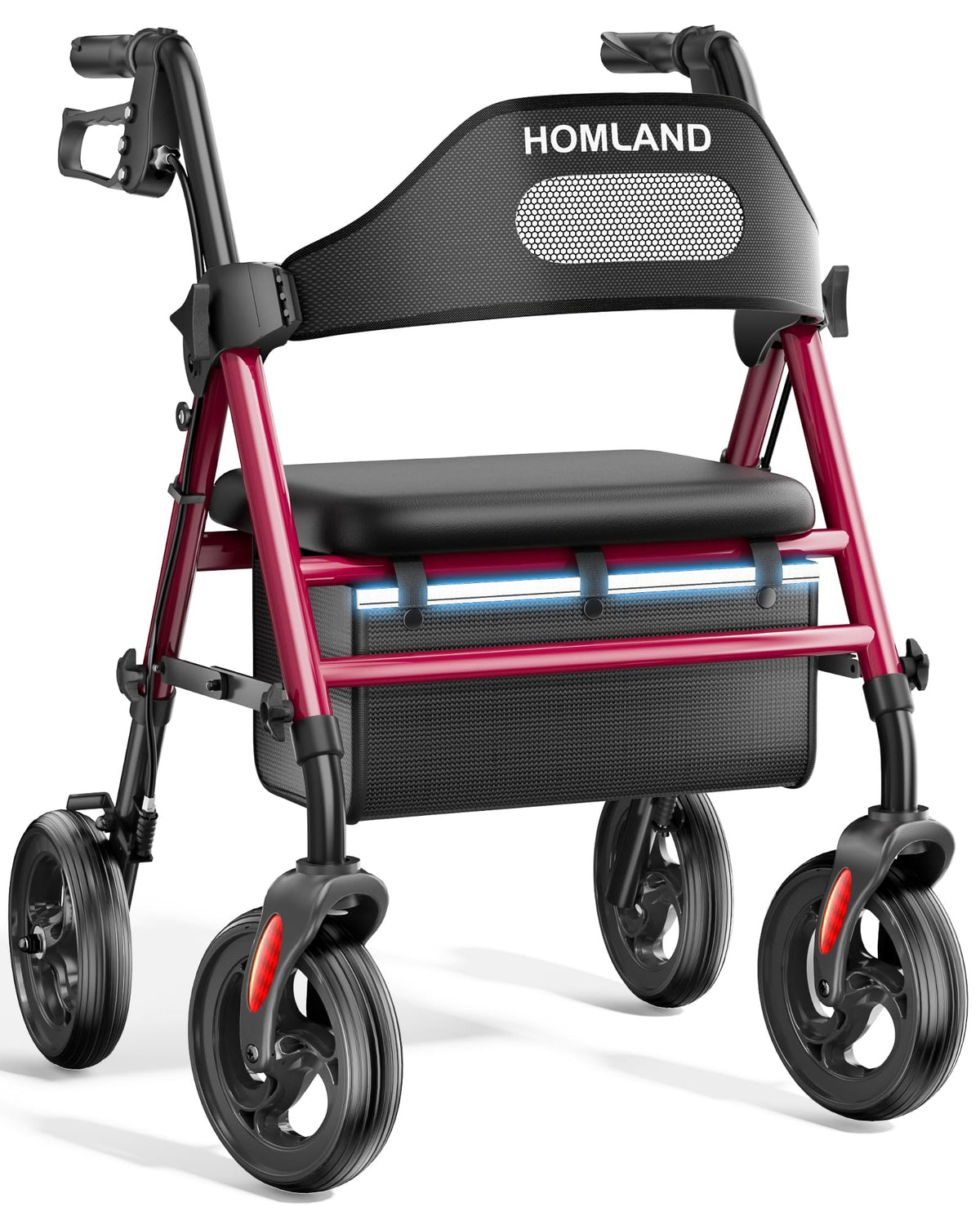 HOMLAND Foldable Rollator Walker for Seniors with Seat, 16" Extra-Wide Seat