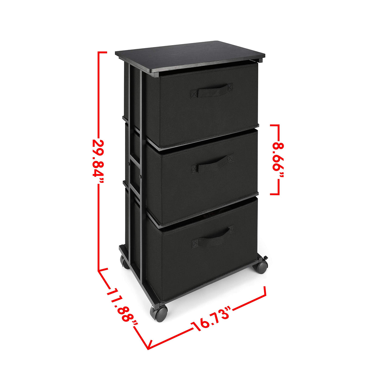 Dresser Storage with 3 Drawers, Fabric Dresser Tower, Vertical Storage Unit for Bedroom, Closet, Office, Black