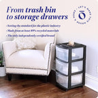 Homz 3 Drawer Plastic Storage Cart Organizer, Clear Drawers, Black Frame