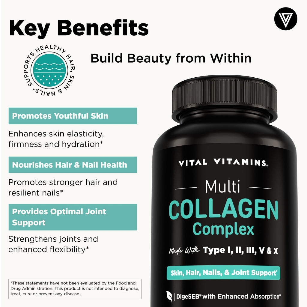 Vital Vitamins Multi Collagen Peptides Complex for Women & Men, 2-Pack