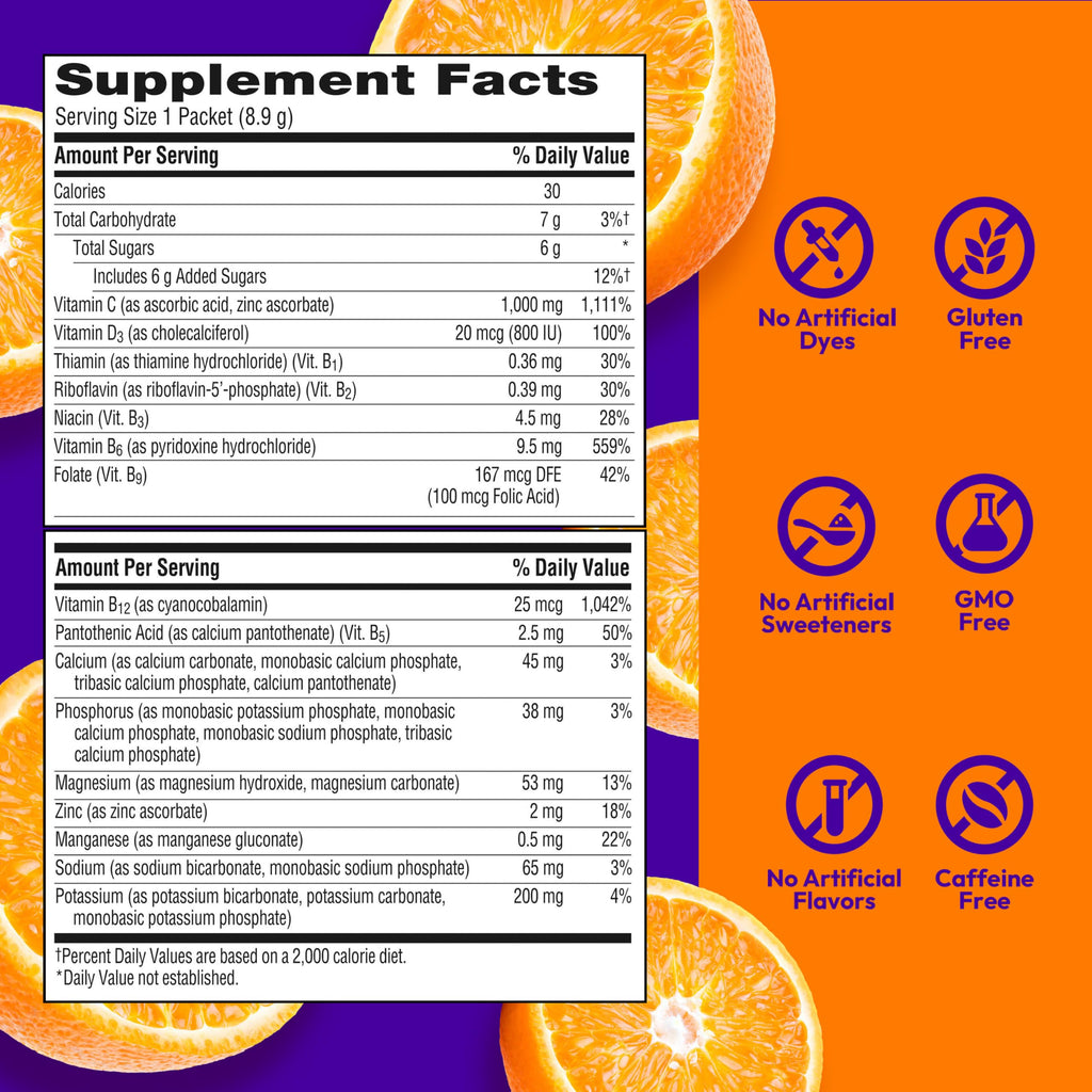 Emergen-C Vitamin C 1000mg Immune Support Powder, Orange, 90 Packets