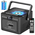 Boombox Cassette CD Player Combo with Bluetooth, 5000mAh Battery