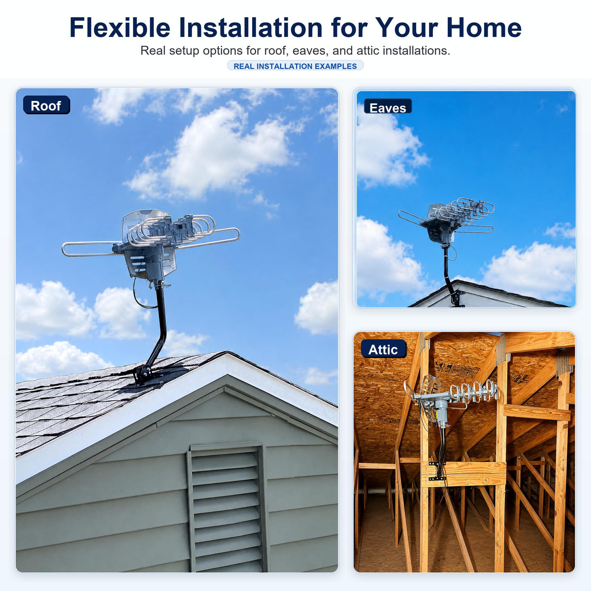 Amplified Outdoor TV Antenna for Local Channels, 360° Remote Rotation