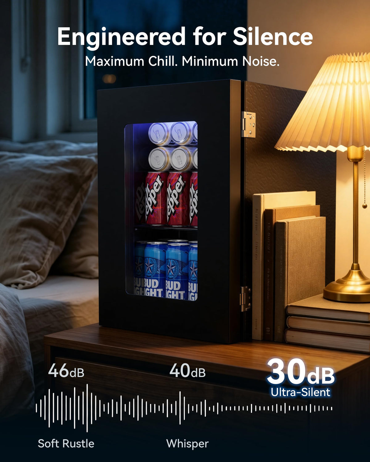 0.6 Cu.ft Beverage Cooler, Compressor Glass Door Mini Fridge 40-61°F Black