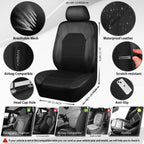 CAR PASS Leather and 3D Air Mesh Universal Fit Car Seat Covers, for Sedans,Trucks,Suvs,Airbag Compatible,Zipper Design and Reserved Opening Holes for