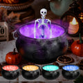 Halloween Mist Maker Fogger, 12.6" Big Witch Cauldron Skeleton with Color Change LED Light Large Capacity of Mist Water Fountain Pond Fog Machine and