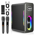 Portable Karaoke Machine, with 2 Wireless Microphones & LED Party Lights