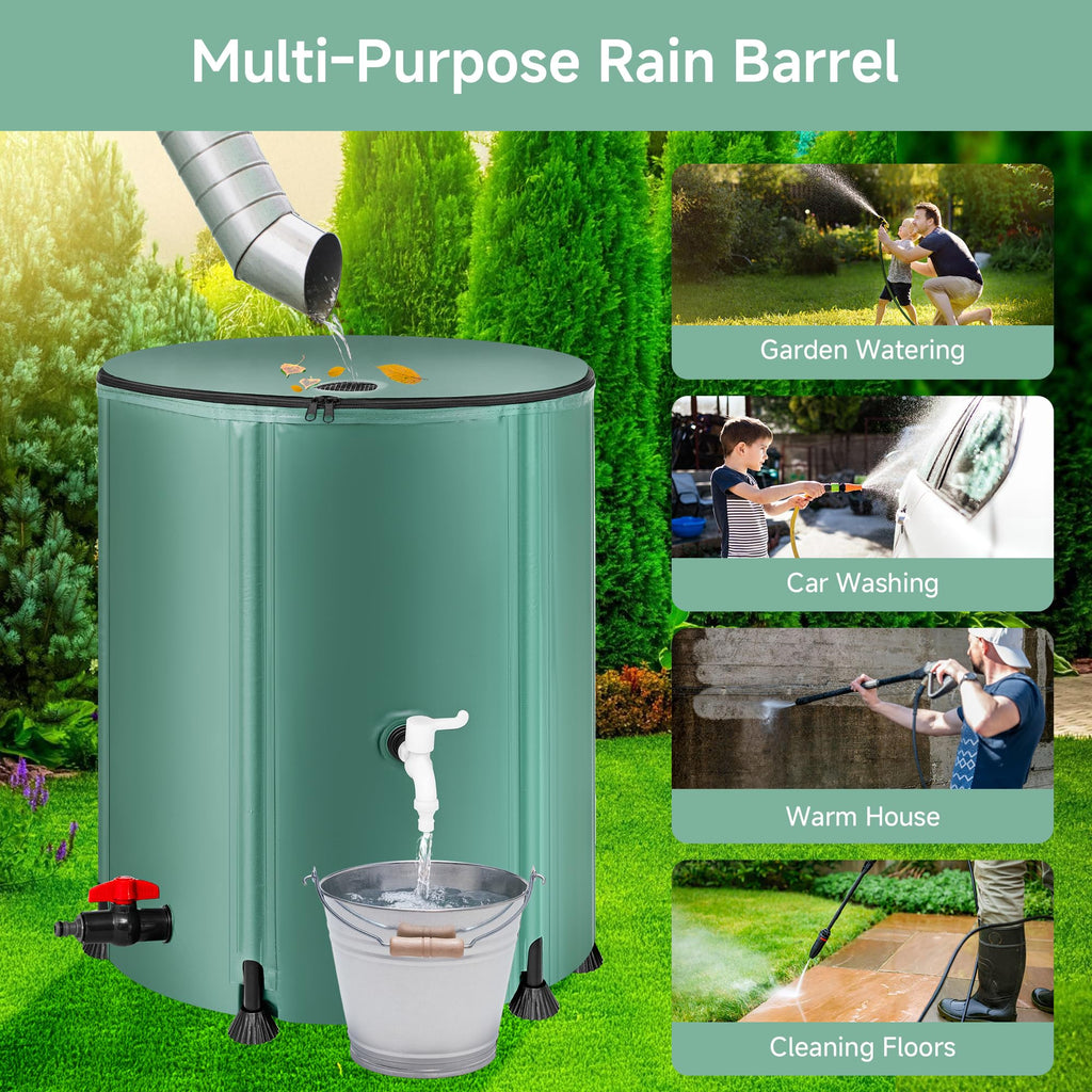 Collapsible Rain Barrel Water Storage Containers 53 Gallon
