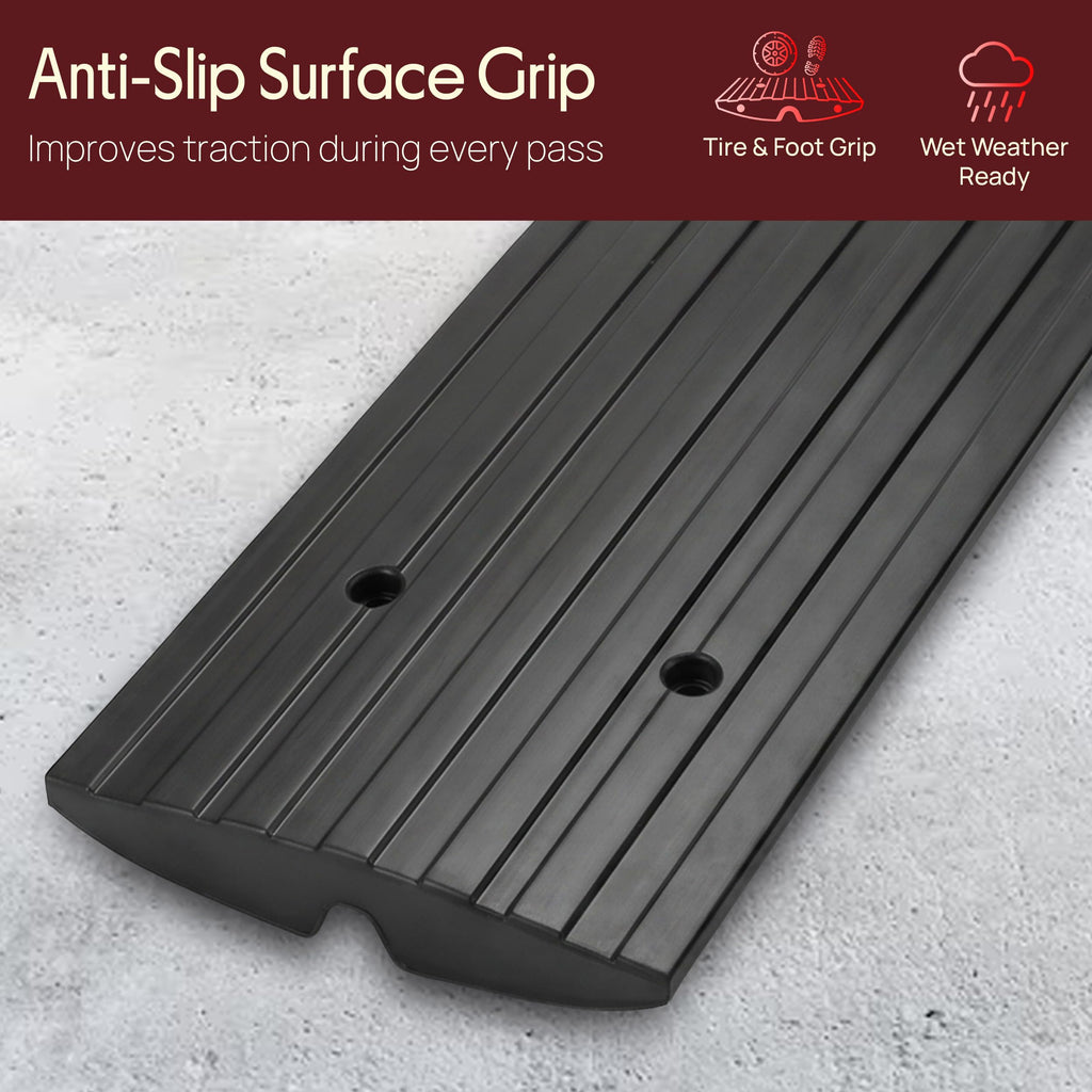 Pyle Car Driveway Curbside Bridge Ramp - Heavy Duty Rubber Threshold Curb Ramp, Used for Loading Dock, Garage, Sidewalk, Truck, Scooter, Bike