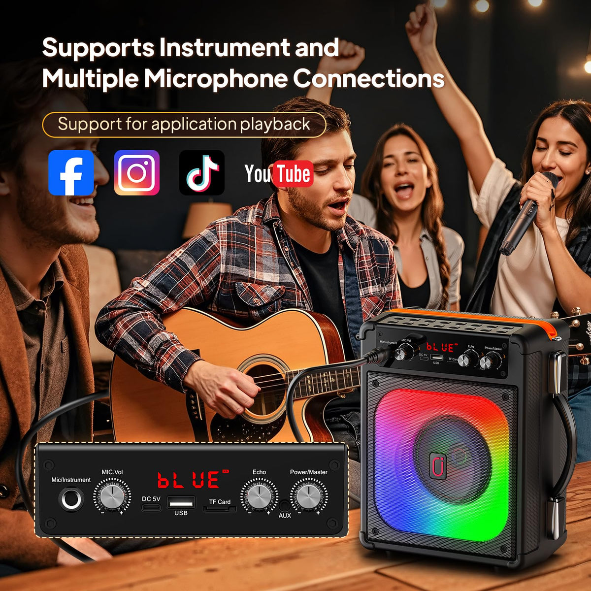 Karaoke Machine with 2 Mics for Adults & Kids, All-in-One Karaoke Set