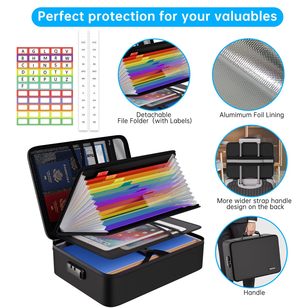 ENGPOW Fireproof File Organizer Bag with 13 Pockets Accordion File Folder