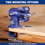 WORKPRO Dual Jaws Table Vise 2.5" & 1.5", 360° Swivel Clamp-On Bench Vise