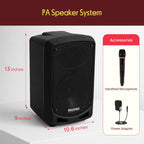 Pyle Portable Bluetooth PA Speaker System - Indoor Outdoor Karaoke Sound System w/Wireless Mic, Audio Recording, Rechargeable Battery, USB/SD Reader