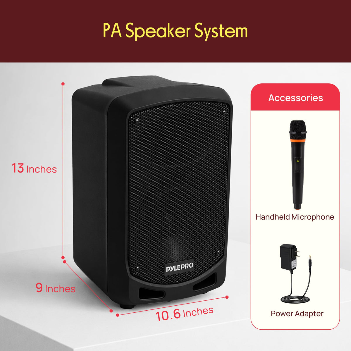 Pyle Portable Bluetooth PA Speaker System - Indoor Outdoor Karaoke Sound System w/Wireless Mic, Audio Recording, Rechargeable Battery, USB/SD Reader