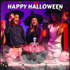 Halloween Mist Maker Fogger, 12.6" Big Witch Cauldron Skeleton with Color Change LED Light Large Capacity of Mist Water Fountain Pond Fog Machine and