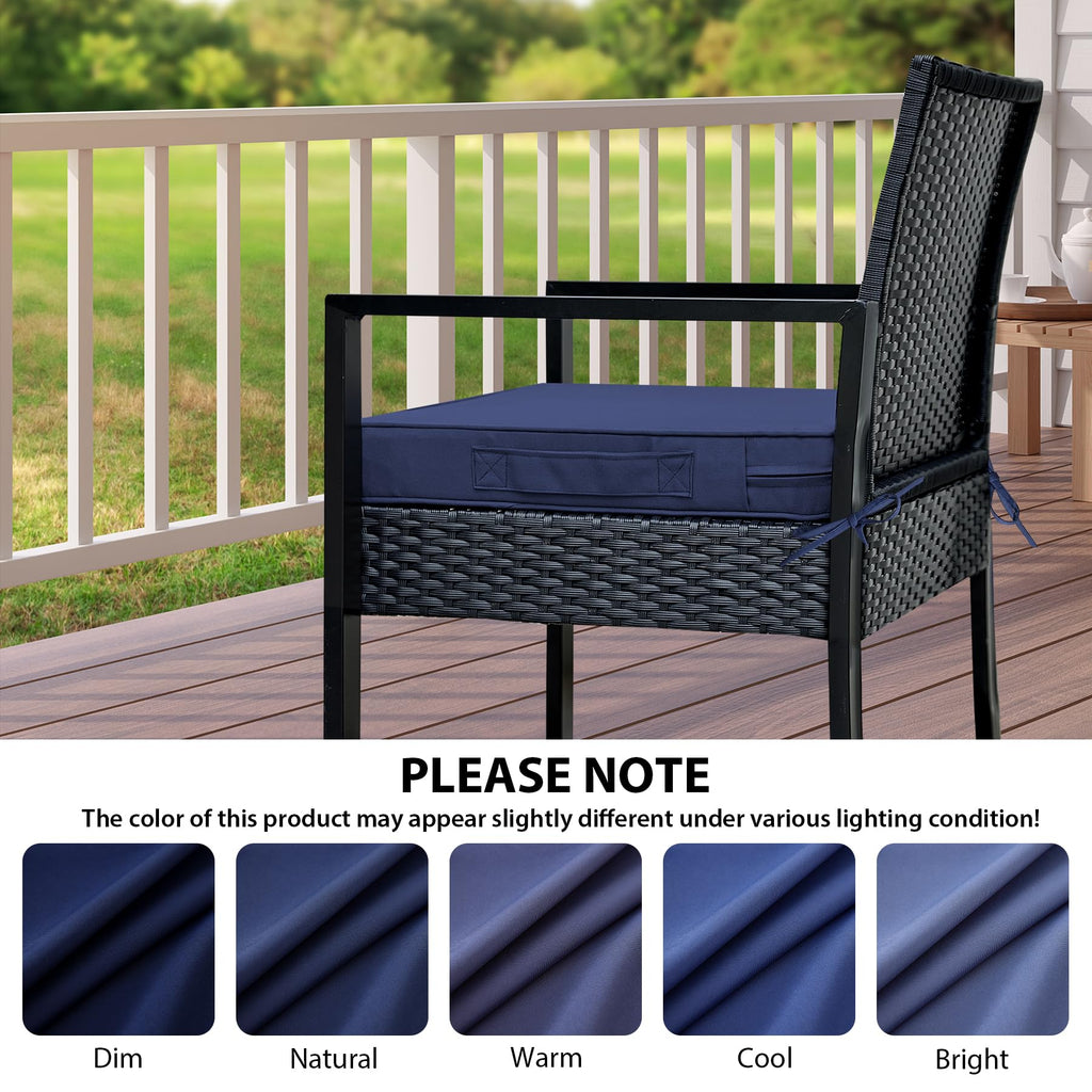 Outdoor Chair Cushions Set of 4 -Waterproof Outdoor Seat Cushions for Patio Furniture, Patio Chair Cushion with Handle and Ties, Square Out Door