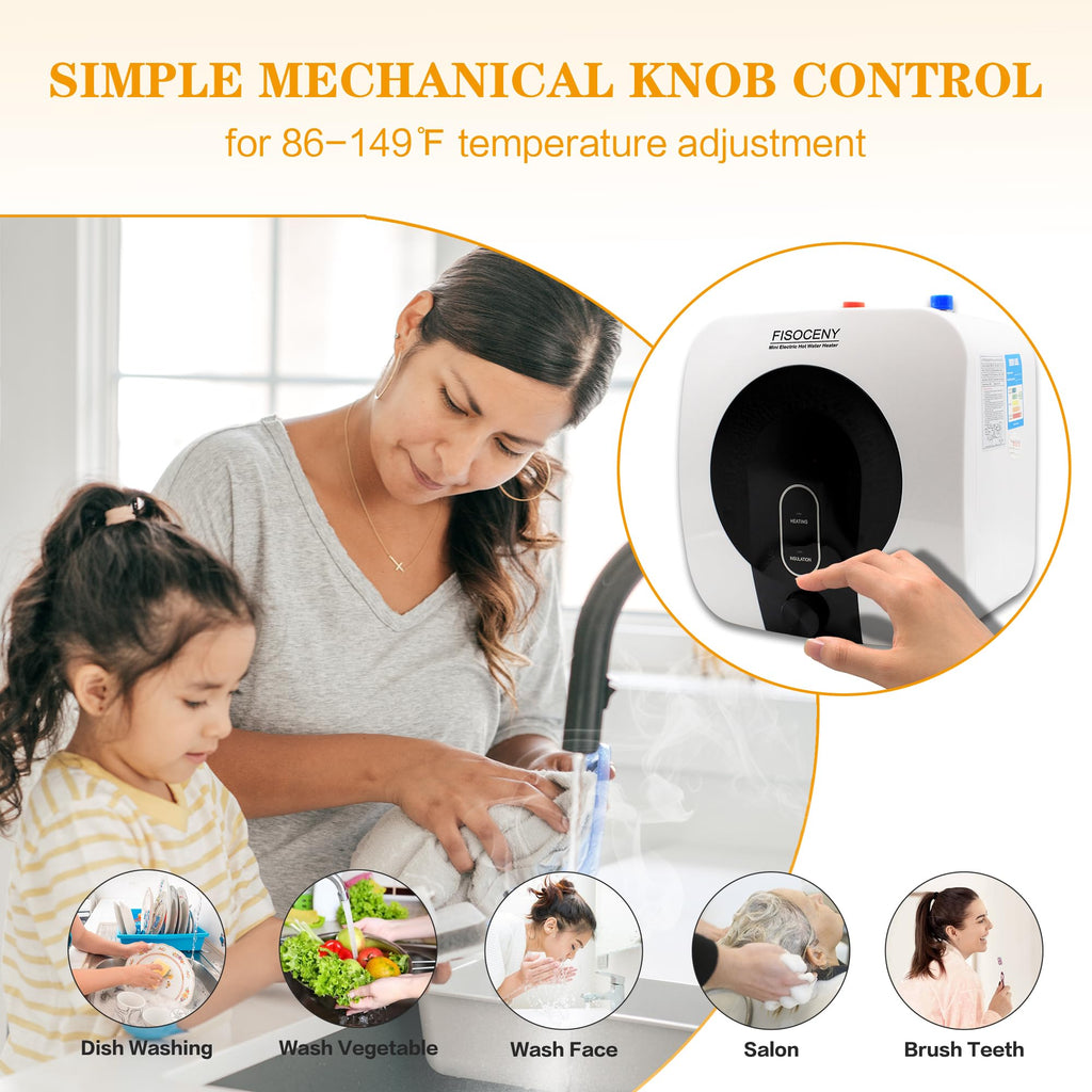 2.5 Gallon Water Heater Under Sink Instant Hot Mini Tank Water Heaters 110V 120V Small Hot Water Heater,1500W Rv Compact Mini Water Heater Kitchen