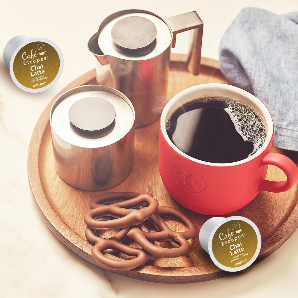 Cafe Escapes, Chai Latte Tea Beverage, Single-Serve Keurig K-Cup Pods, 72 Count (3 Boxes of 24 Pods)