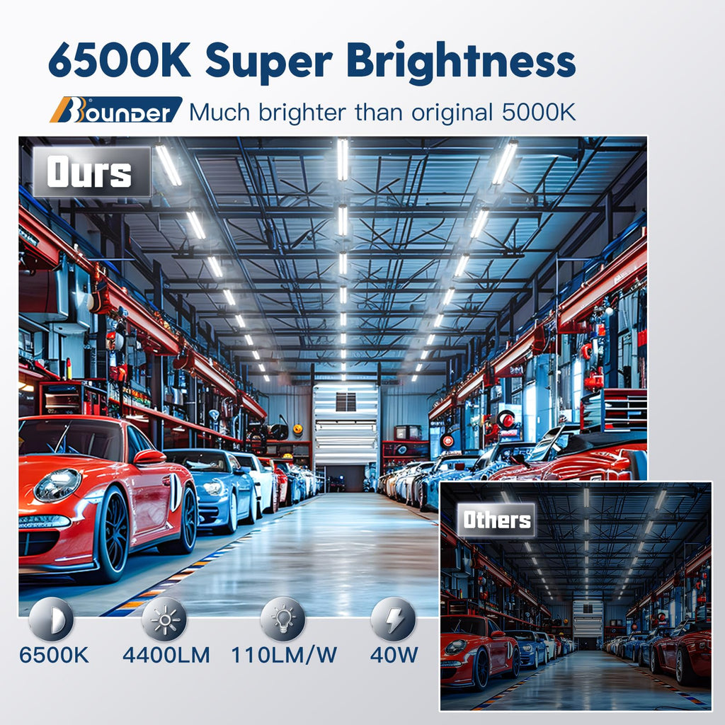 10 Pack 4FT LED Shop Light, 6500K, 40W=250W, 4400LM, 4 Linkable