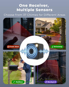 Driveway Alarm with Portable Rechargeable Receiver and Solar Sensor