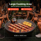 VEVOR X-Marks Fire Pit Grill Grate, Foldable Round Cooking Grate, Heavy Duty Steel Campfire BBQ Grill Grid with Handle and Support X Wire, Portable