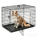 Large Dog Crate 42 Inch Foldable Double Door Dog Cage Pet Kennel