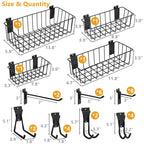 Heavy-Duty Slatwall Baskets and Hooks - Slatwall Accessories for Standard Slatwall Panels | Ideal for Organizing Garages and Workshops