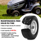 AR-PRO (2 Pack) 13x5.00-6 Flat Free Tire and Wheel Assembly, Solid Lawn Mower Front Tire with 3" Centered Hub, 3/4" Bearing extra 5/8"&1/2"