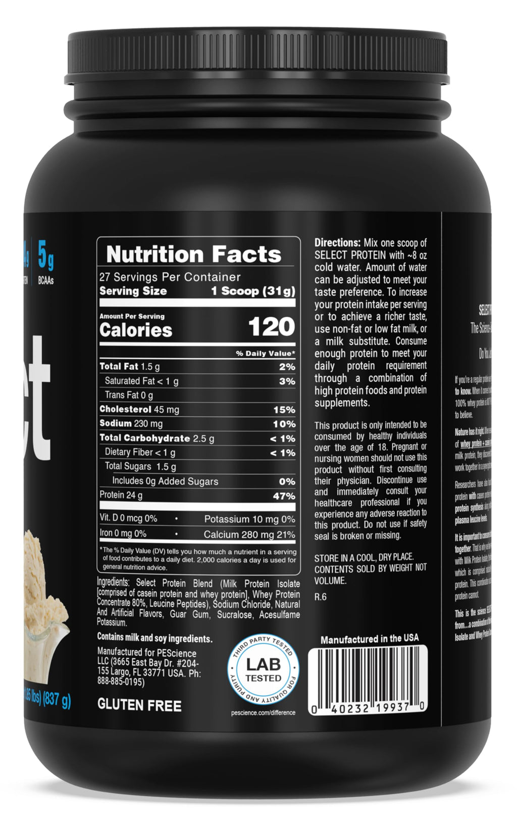 PEScience Select Protein Powder, Gourmet Vanilla, 27 Servings