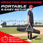 GoSports 7 ft x 7 ft Baseball & Softball Nets - Red, Black, Drip or PRO - Practice Hitting & Pitching Net with Bow Type Frame, Carry Bag and Strike