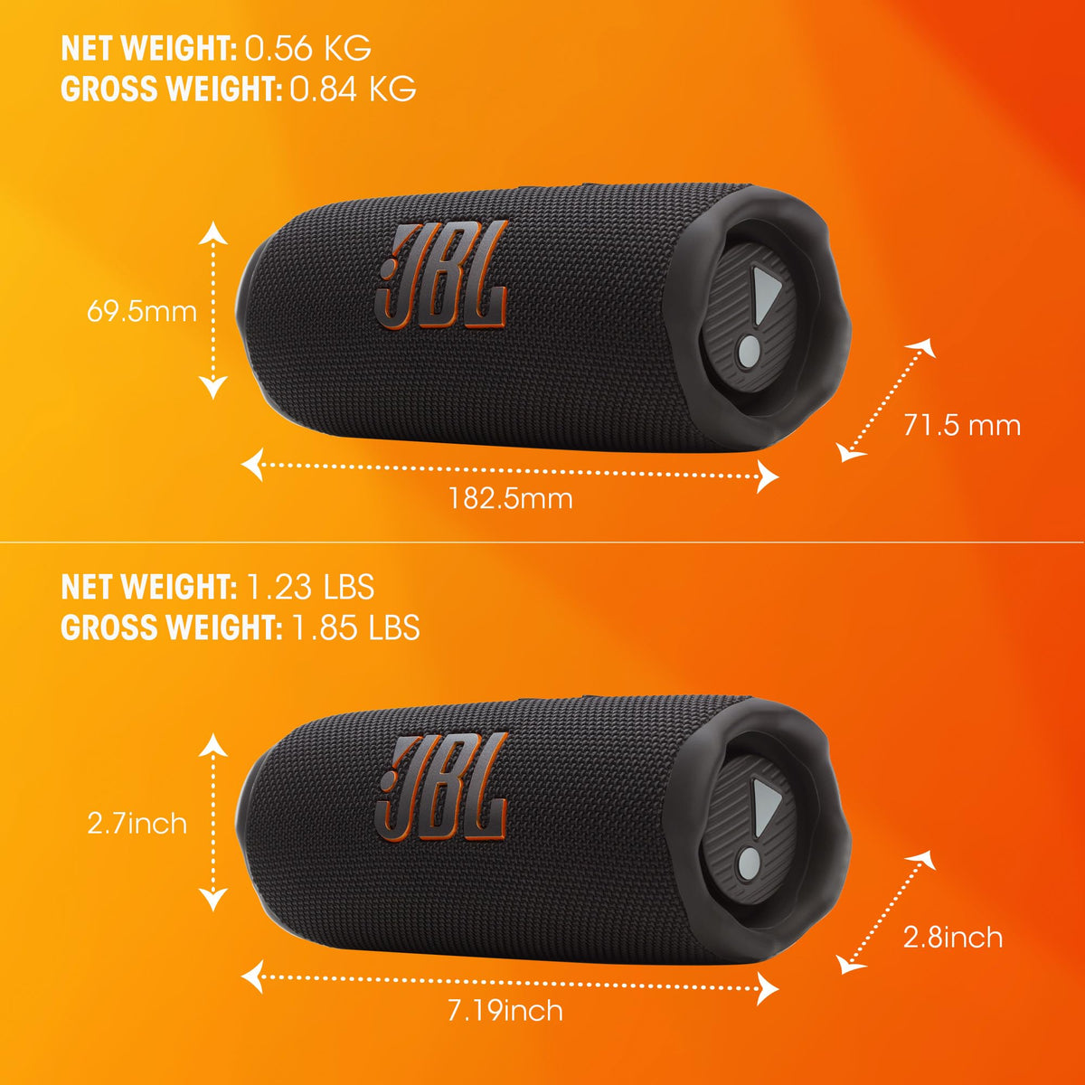 JBL Flip 7 Portable Bluetooth Speaker, Waterproof and Drop-Proof - Black