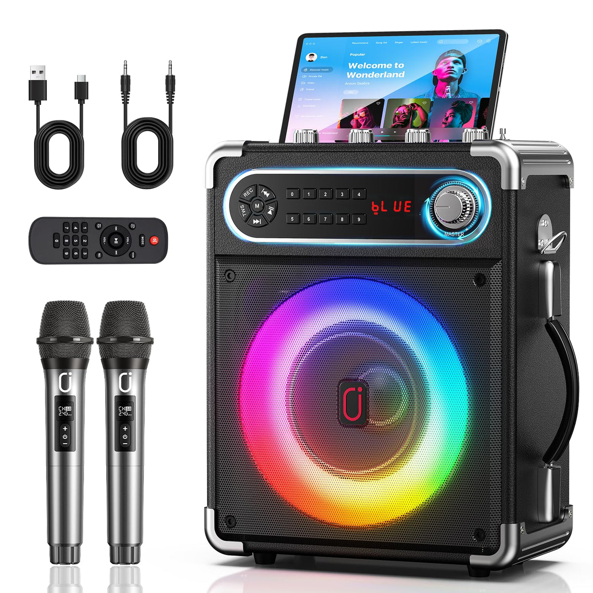 200W Karaoke Machine For Adults, Premium Wood Cabinet, 6.5" Woofer,Party