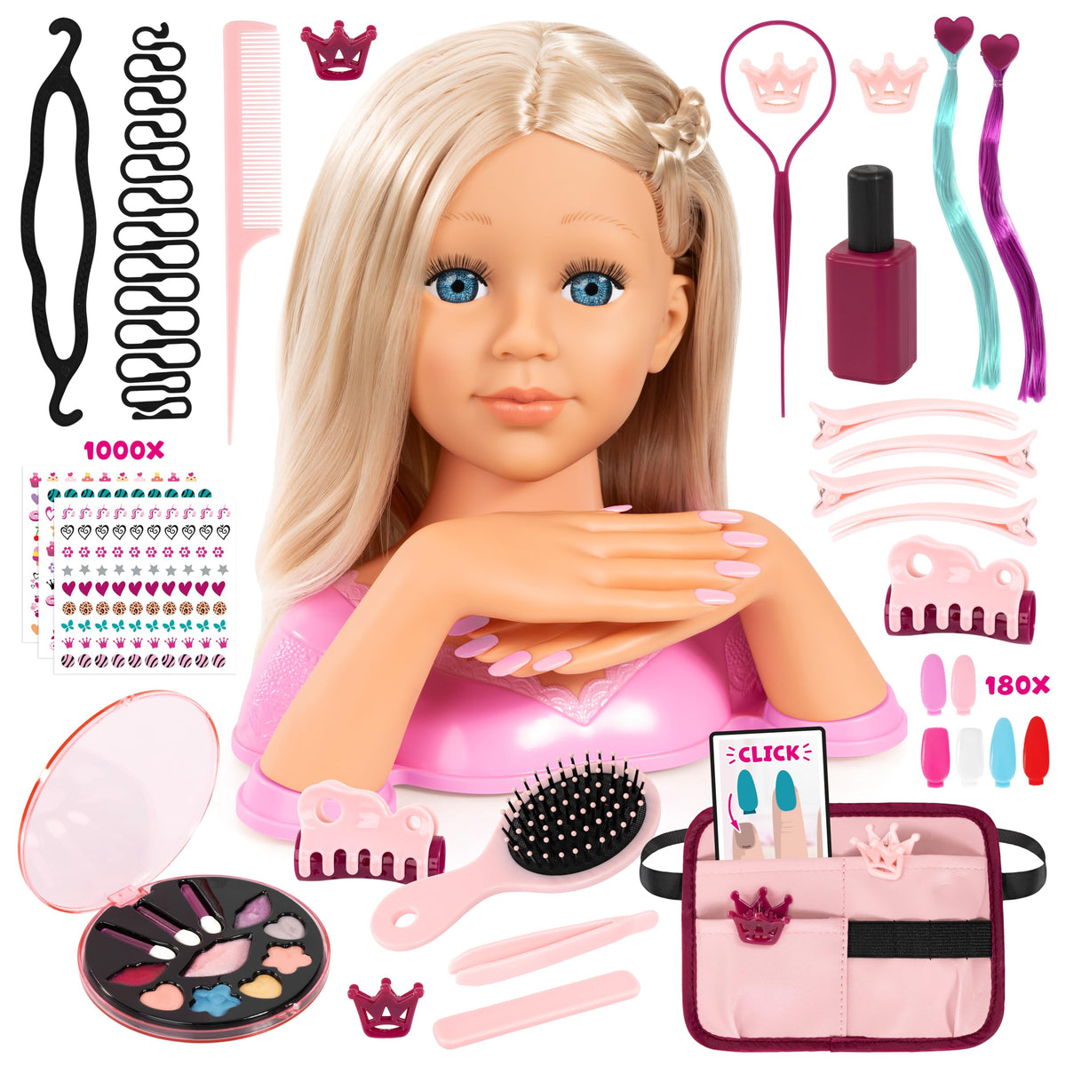Bayer Design Charlene Magic Nails Styling Head Doll with 10.5 in Bust