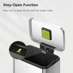 EKO Madison Brushed Stainless Steel 13.2 Gal/50L Kitchen Step Trash Can or Recycling Bin, Removable Inner Liner, Soft Close Lid, Fingerprint