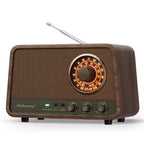 Vintage Wood AM FM Bluetooth Radio,10W Powerful Sound, Espresso