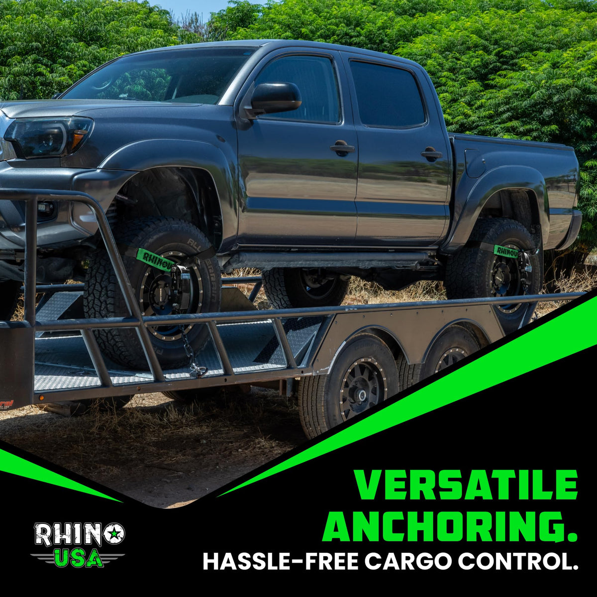Rhino USA Car Hauler Tie Down Straps (4-Pack) - 2inx8ft Lasso with J Hooks