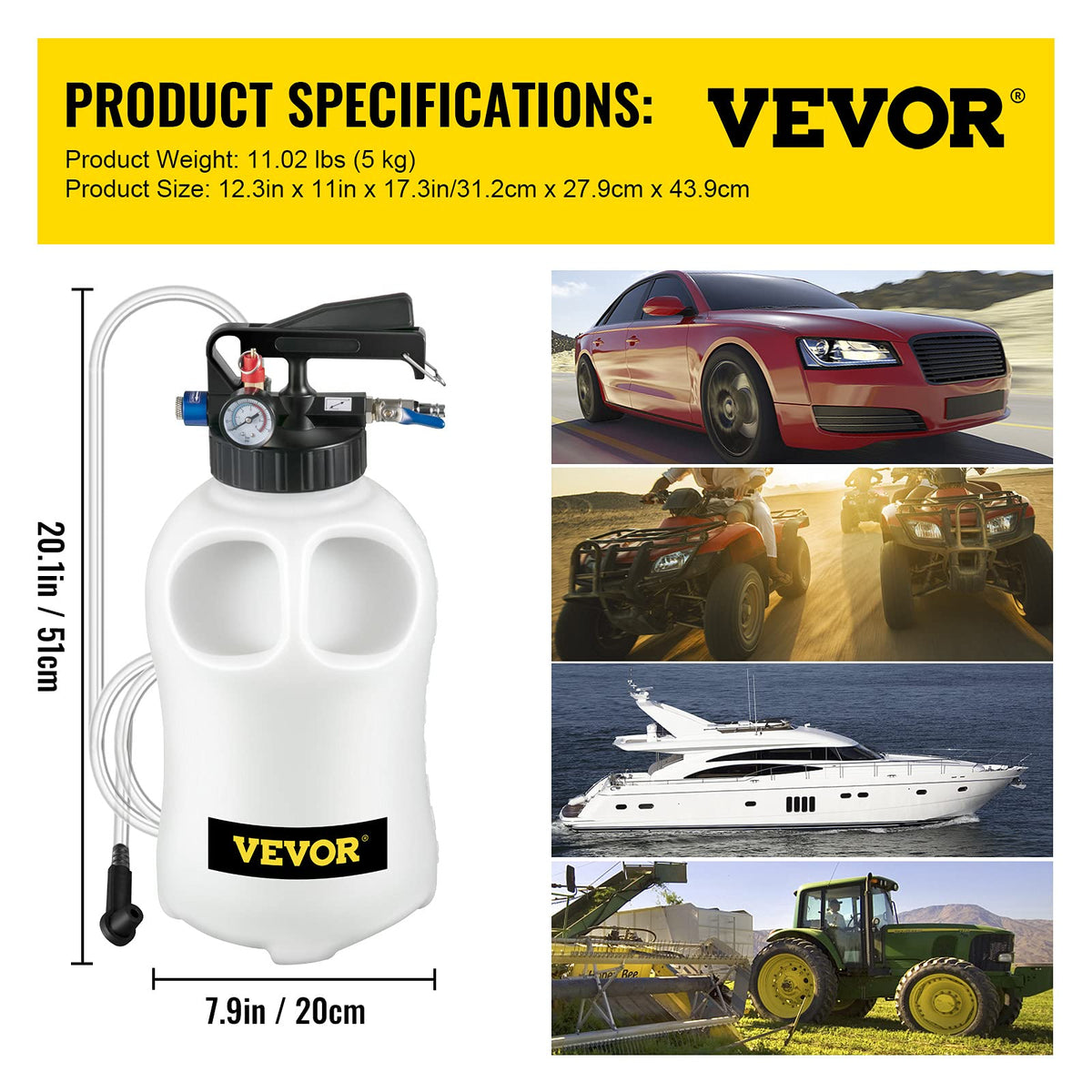 VEVOR Transmission Fluid Pump 2 Way ATF Refill System, 10 Liter Dispenser
